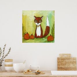 Arte de pintura de zorro del bosque caprichoso hac