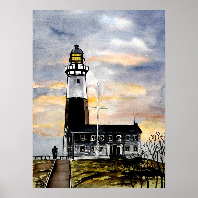 arte de pintura en el faro de montauk point de nue (Frente)