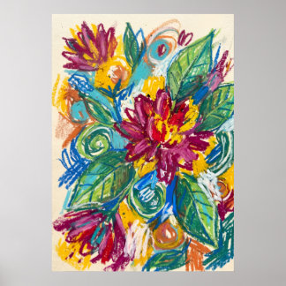 Arte de pintura floral impresionista expresiva