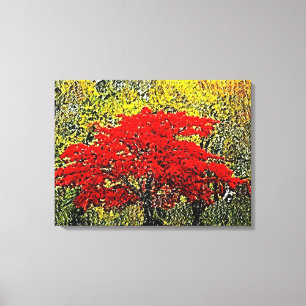 Arte de pintura rojo otoñal - Lienzo envuelto