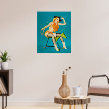 Arte de Pinup de época - Bodega montando caballo d