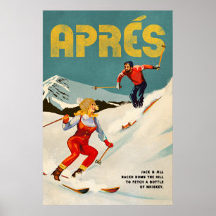 Arte De Pinup De Esquí De Apres Vintage