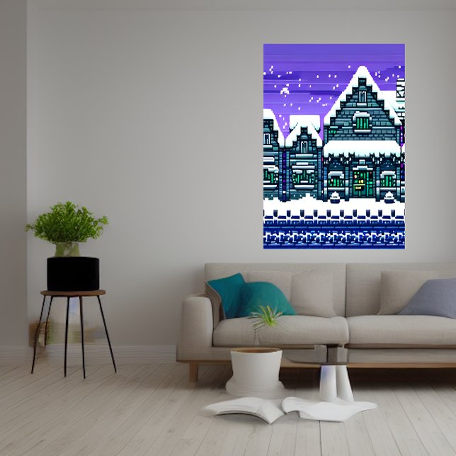 Arte de Pixel, ciudad en la nieve | Poster de arte (Subido por el creador)