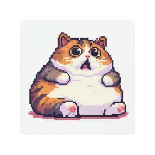 Arte de píxel de gato gordo naranja impactado