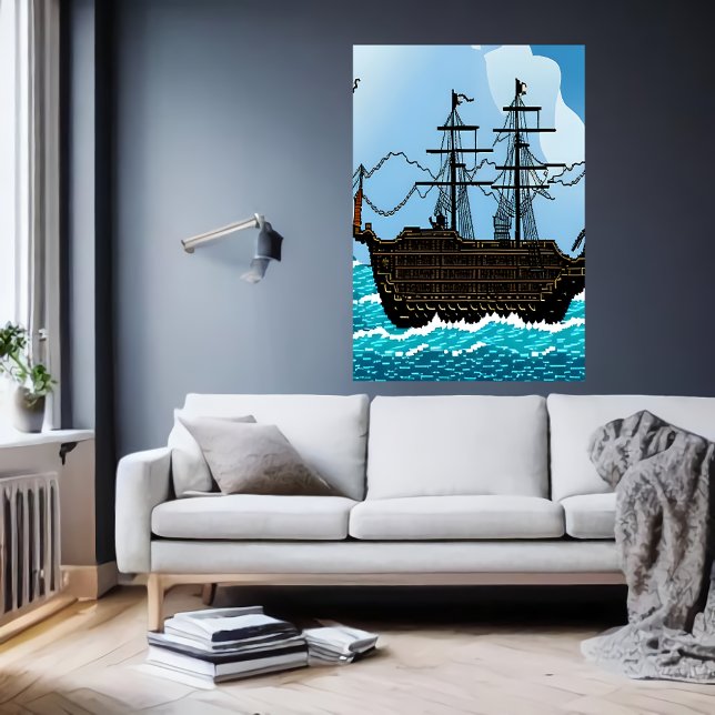 Arte de píxeles, barco de vela en el gran mar | Ar (Subido por el creador)
