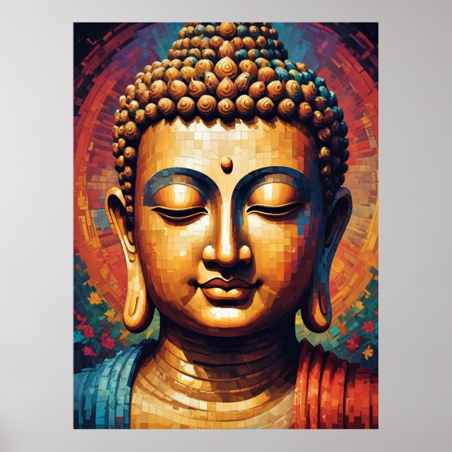 Arte de píxeles modernos y coloridos de Buda (Frente)
