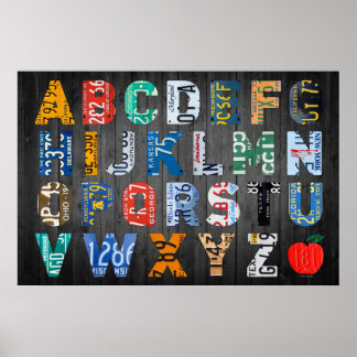 Arte de placa de licencia de alfabeto