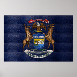 Arte de placa de matrícula reciclada con bandera d