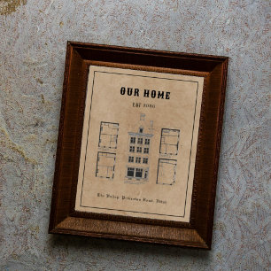Arte de plano de casa personalizado vintage
