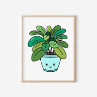 Arte de planta en maceta botánica Kawaii adorable