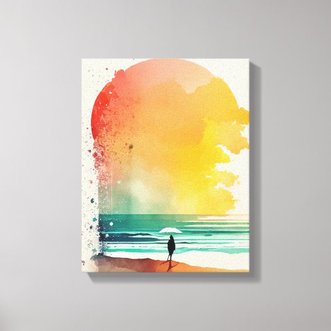 Arte de playa abstracto Caminando hacia las olas (Anverso)