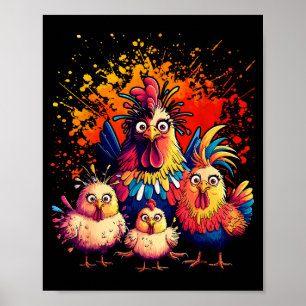 Arte de pollo divertido y colorido 