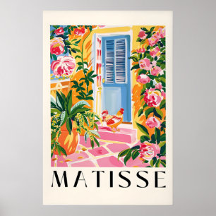 Arte de pollo estilo Matisse Impresión Rosa Granja