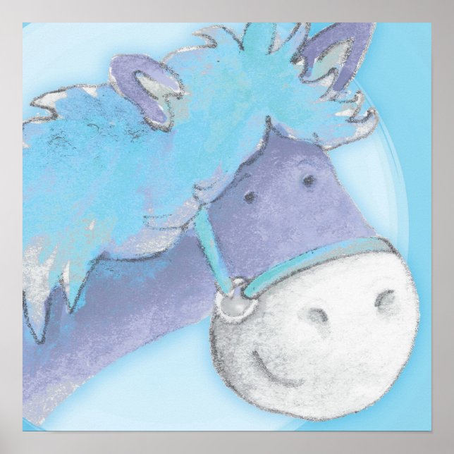 Arte de pony para niños impresión de póster cuadra (Frente)