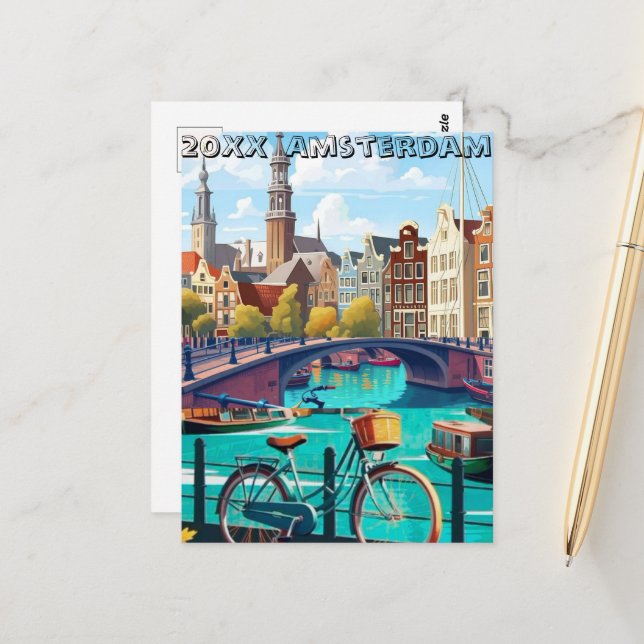 Arte de postal de viaje de Ámsterdam, postales de  (Anverso/Reverso In Situ)