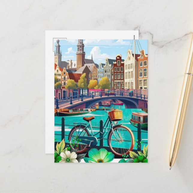 Arte de postal de viaje de Ámsterdam, postales de  (Anverso/Reverso In Situ)