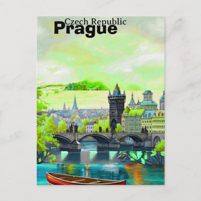 Arte de postal de viaje de Praga, Postal de Praga, (Anverso)