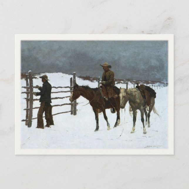Arte De Postales Con Vaqueros En La Nieve (Anverso)