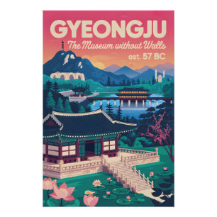 Arte de póster de viaje retro de Gyeongju Corea