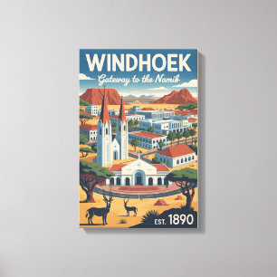 Arte de póster de viaje retro de Windhoek Namibia