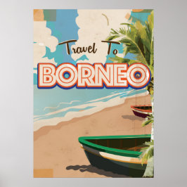 Arte de póster de viaje vintage de Borneo.