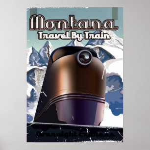 Arte de póster de viaje vintage de tren de Montana
