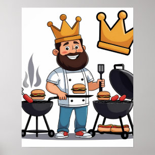 Arte de Poster digital de la realeza de BBQ de pap