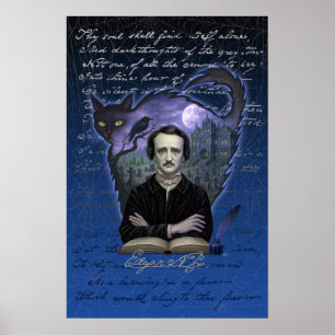 Arte de póster gótico de Edgar Allan Poe Cuervo