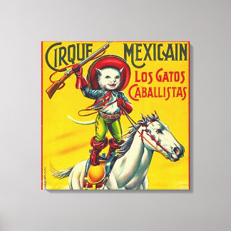 Arte de póster vintage de circo mexicano de gato d
