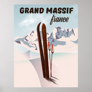 Arte de posters de esquí de Grand Massif france.