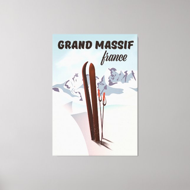 Arte de posters de esquí de Grand Massif france. (Anverso)