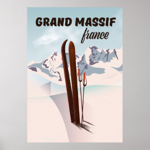 Arte de posters de esquí de Grand Massif france.