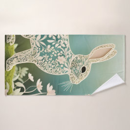 Arte de primavera en conejo floral blanco