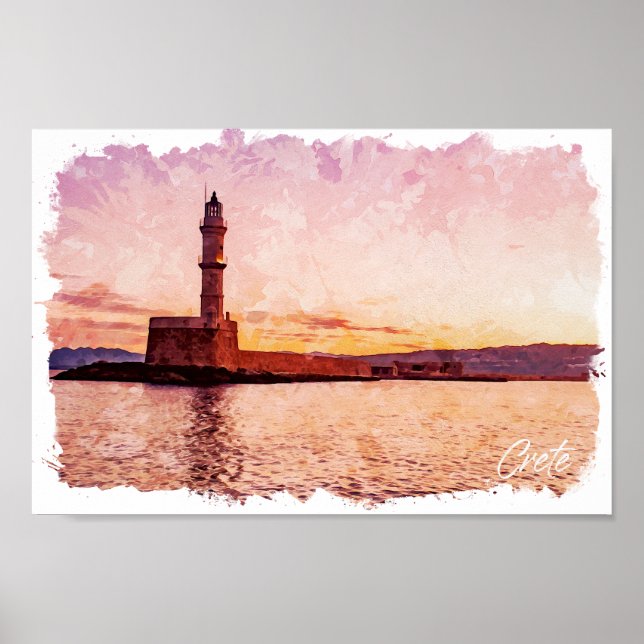 Arte de puesta de sol al óleo de Creta Grecia (Frente)