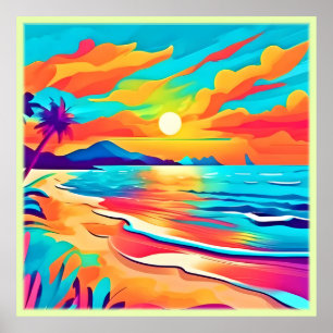 Arte de puesta de sol de playa vibrante
