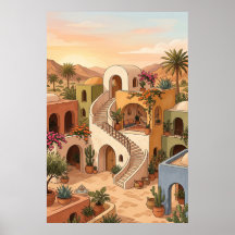 Arte de puesta de sol en pueblo del desierto - Cas