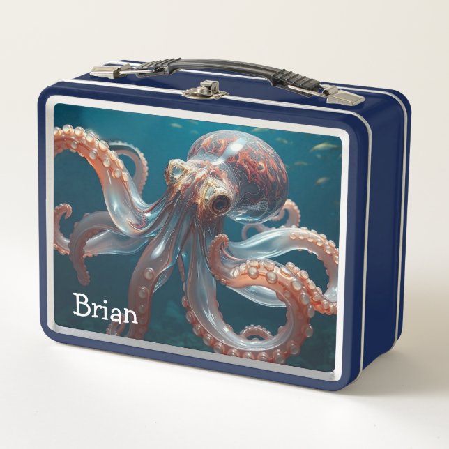 Arte de Pulpo de Vidrio Irisado | Personalizado (Anverso)