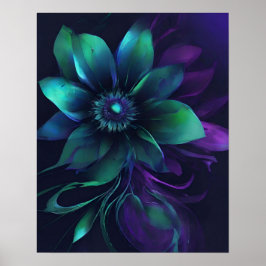 ARTE DE PURPLE VERDE AZULADO OSCURO DE FLORES