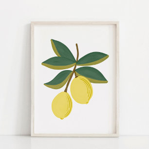 Arte de rama de limón minimalista pintado a mano c