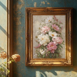 Arte de ramo de peonía vintage rosa y blanco preci