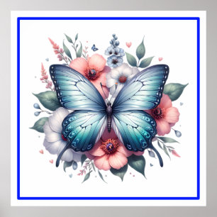 Arte de ramo floral de mariposa vibrante-96283