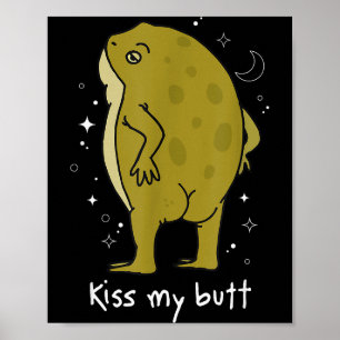 Arte de rana Cottagecore Besa Mi Trasero Rana Dive