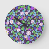 Arte de rana cutáneo reloj de pared redondo