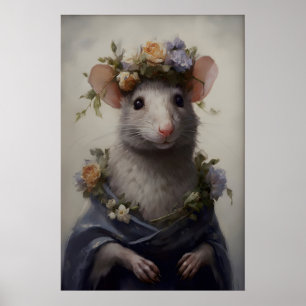 Arte de rata gótica Estampa victoriana de ratón co