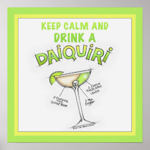 ARTE DE RECETA DE COCTEL DAIQUIRI DE 16" X 16"