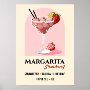 Arte de receta de Margarita de fresa con borde de