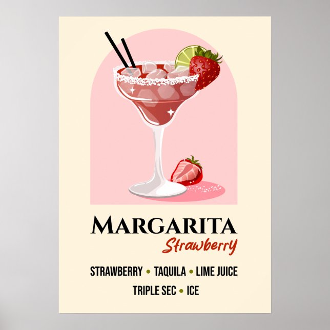 Arte de receta de Margarita de fresa con borde de  (Frente)