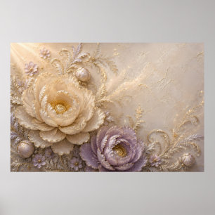 Arte de relieve de rosa marfil elegante