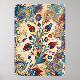 Arte de remolino floral mármol Ebru turco