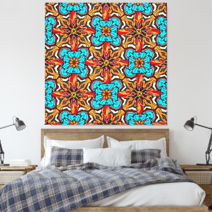 Arte de repetición de mandala floral vibrante